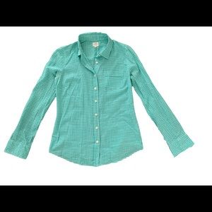 J. Crew Green Plaid Long Sleeve Shirt Women’s Size XSmall